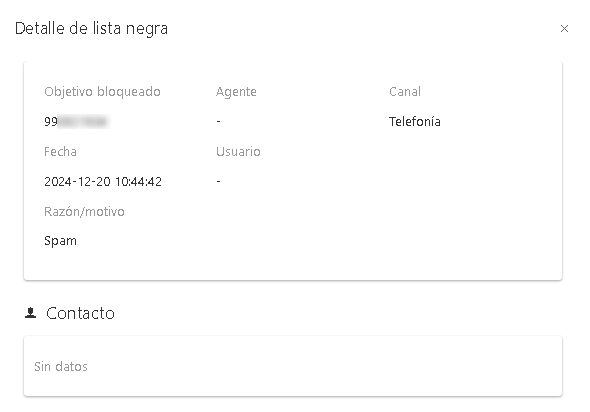 Ver detalle lista negra