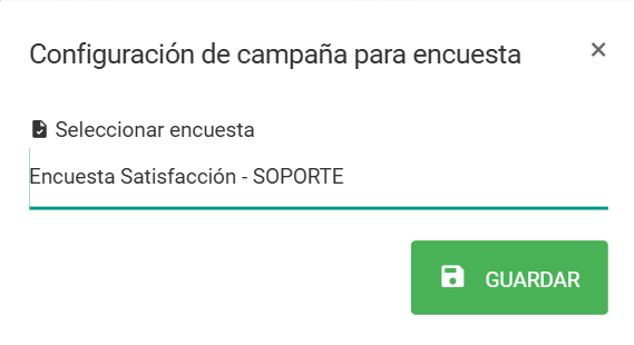 Configuración de campaña para encuesta.