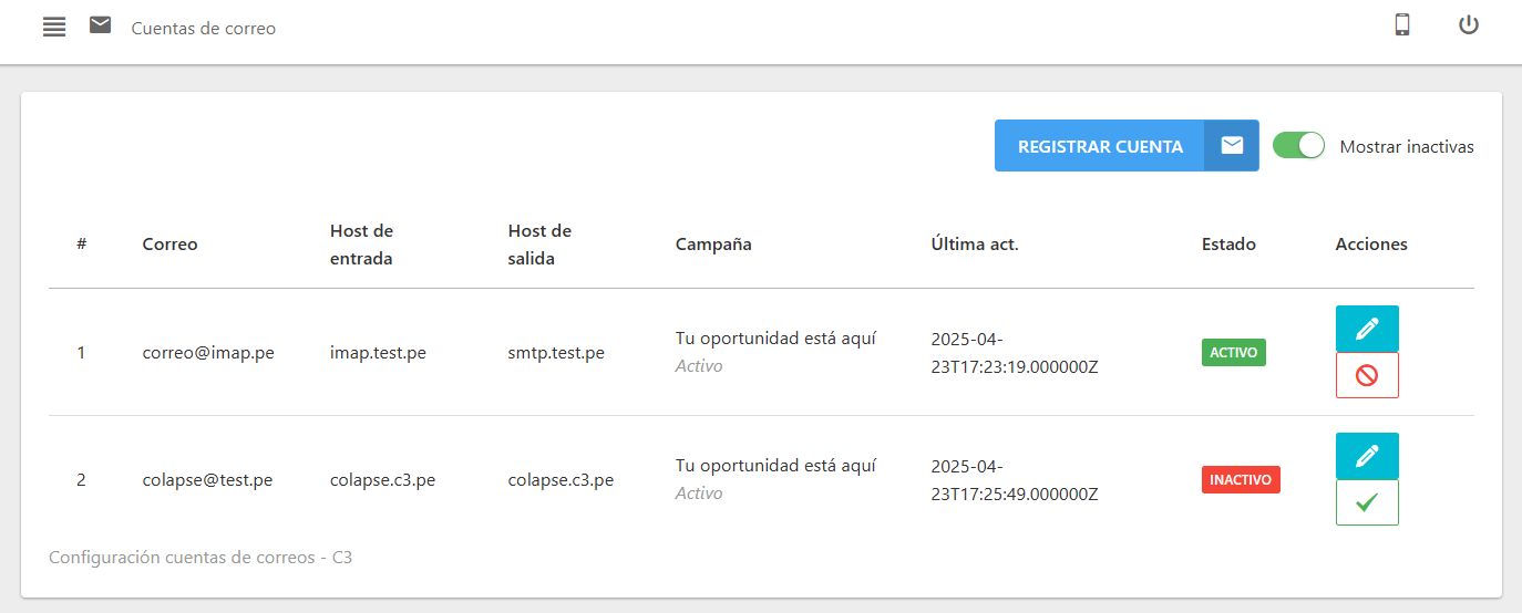 Activar una cuenta de correo inactiva