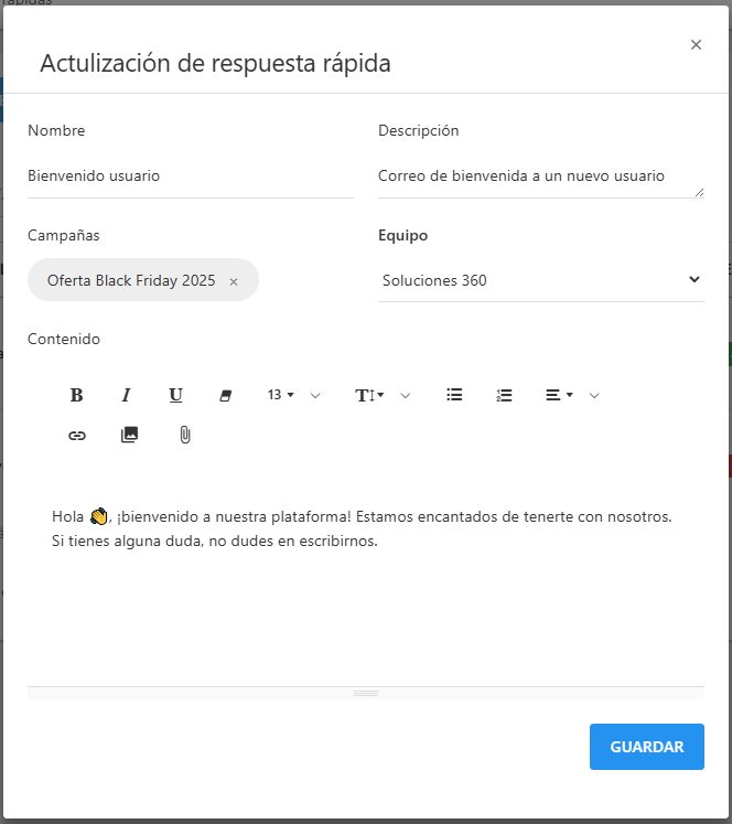 Editar Respuesta Rápida