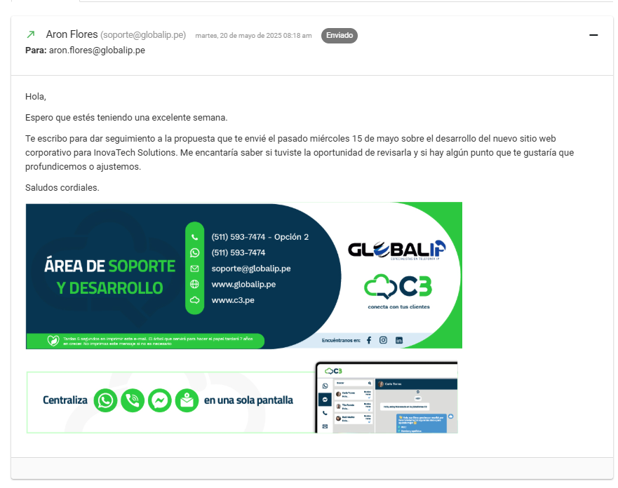 Detalle del contenido de un mensaje