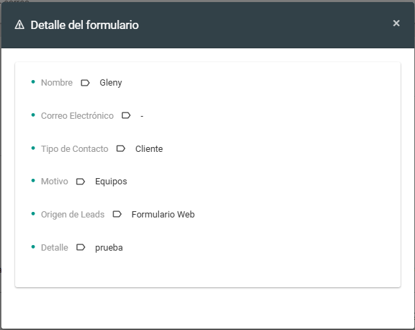 Ventana de Detalle del formulario