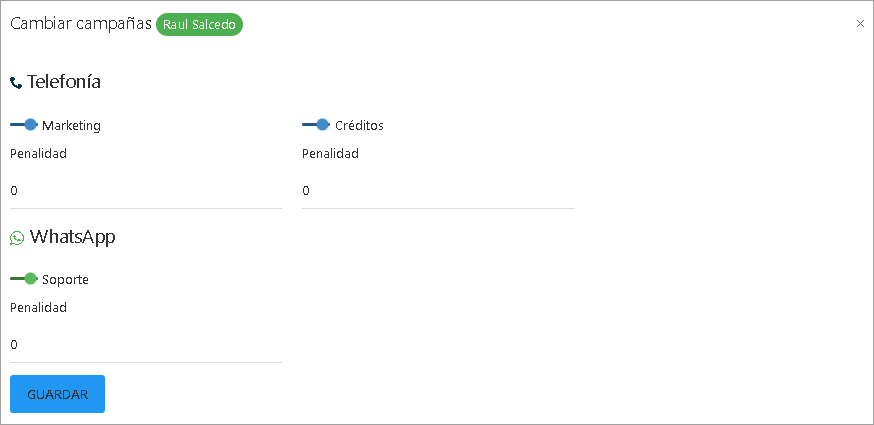 Mover agentes por campañas