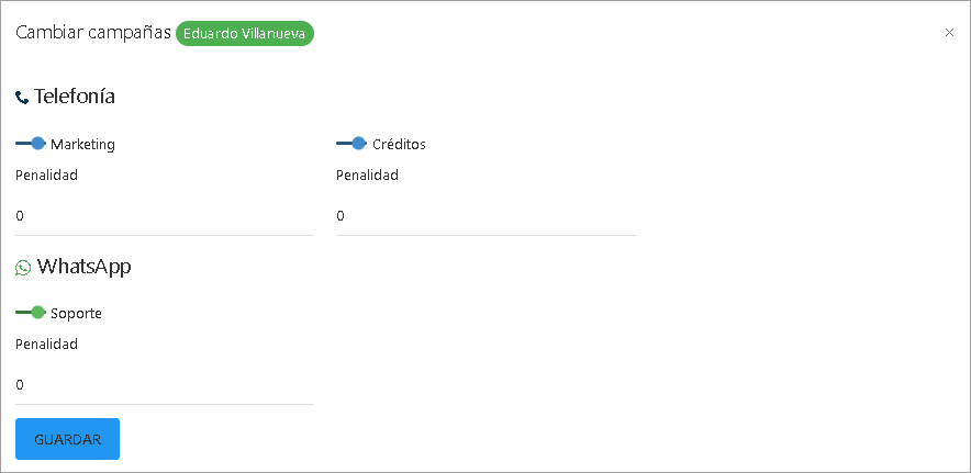 Mover agentes por campañas