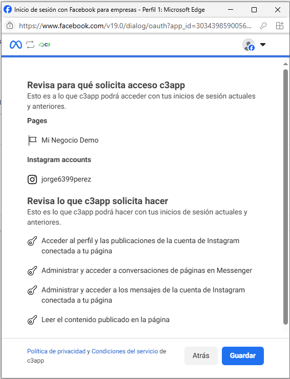 Iniciar con Facebook paso 5