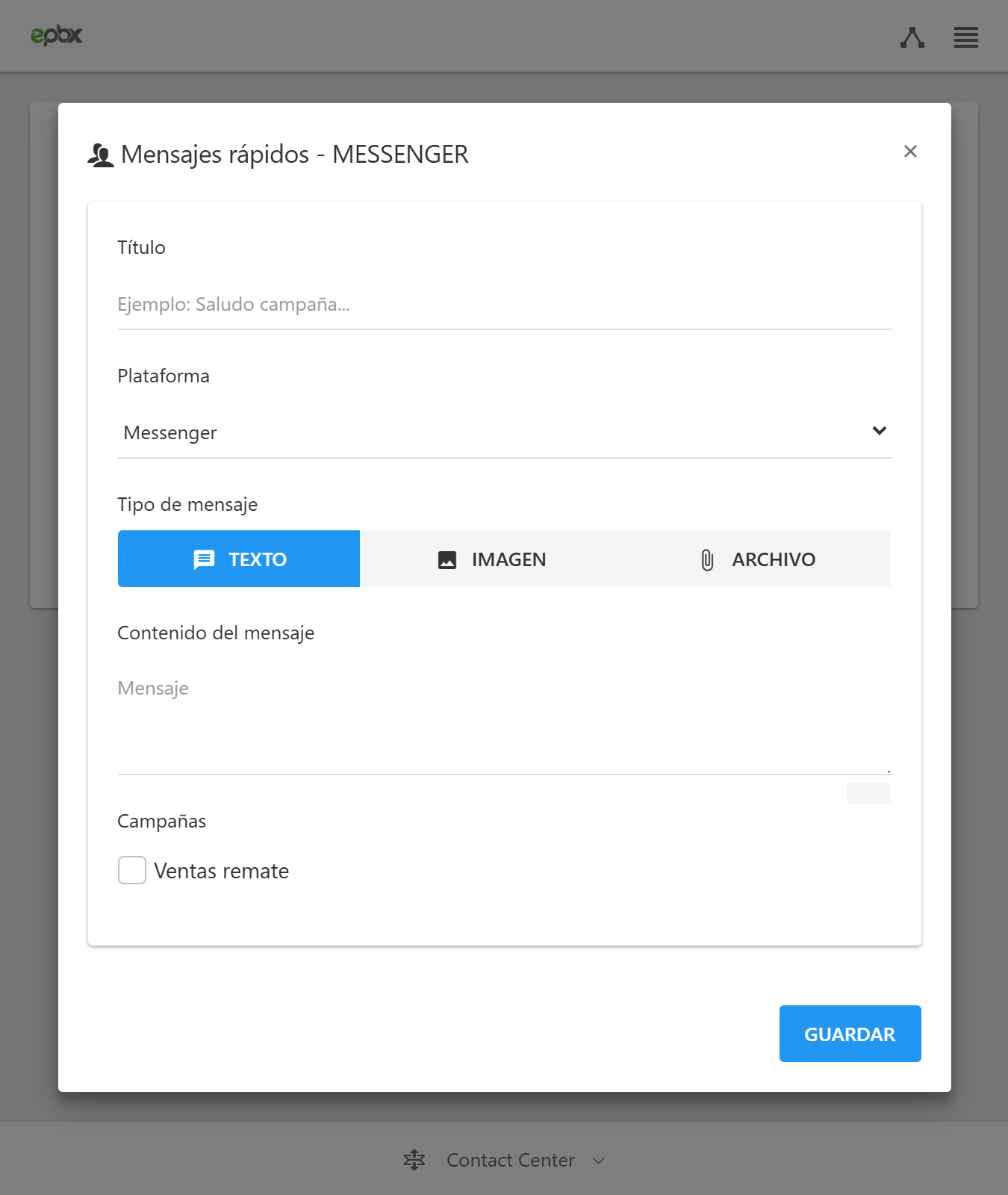 Crear mensaje rápido