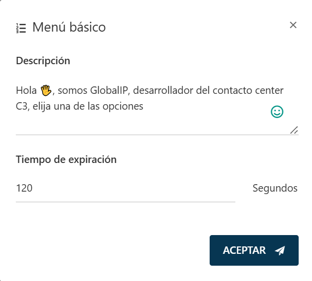 Configuración del menú