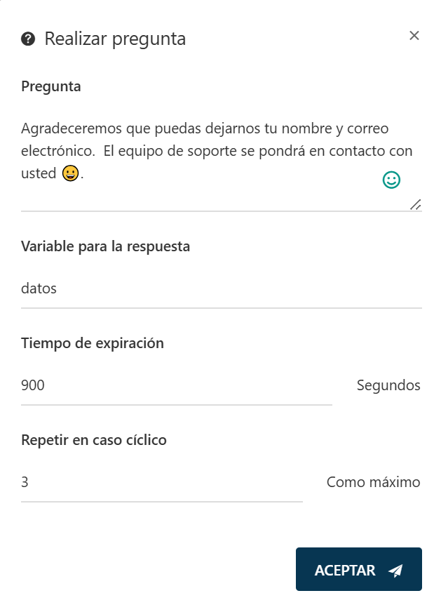 Configuración de la pregunta