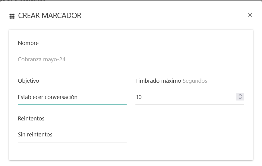 Campos de configuración de Marcadores Automáticos.