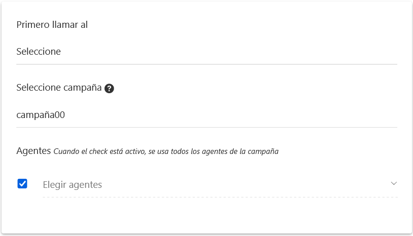 Campos para el objetivo Establecer conversación.