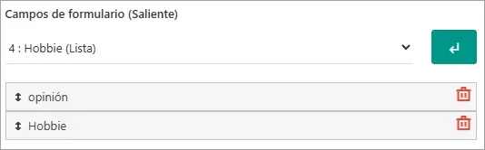 Selección de un formulario para conversaciones salientes.