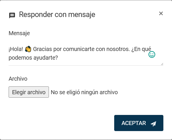 Configuración del mensaje