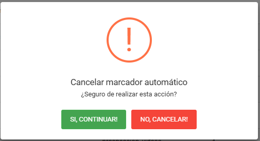 Ventana de confirmación para cancelar un marcador.