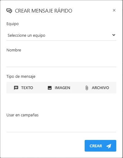 Formulario para crear un nuevo mensaje rápido.