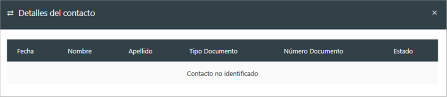 Mensaje indicando que el contacto no fue identificado.