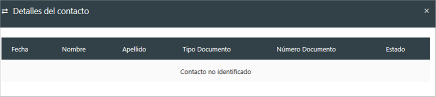 Mensaje indicando que el contacto no fue identificado.