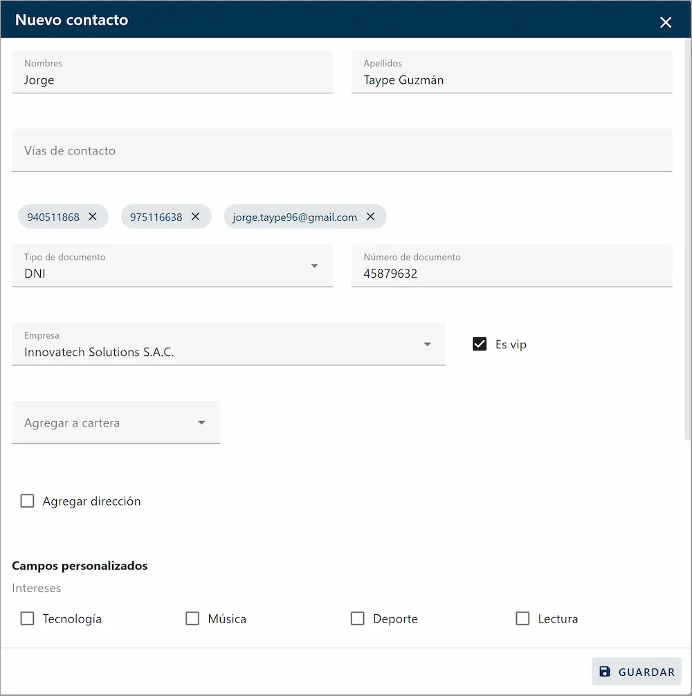 Información de contacto