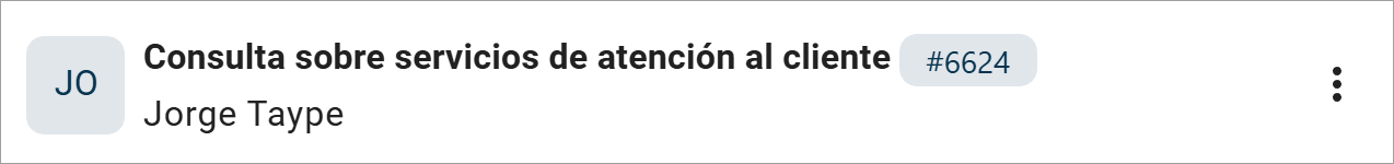 Cabecera de la interacción con Asunto e ID.