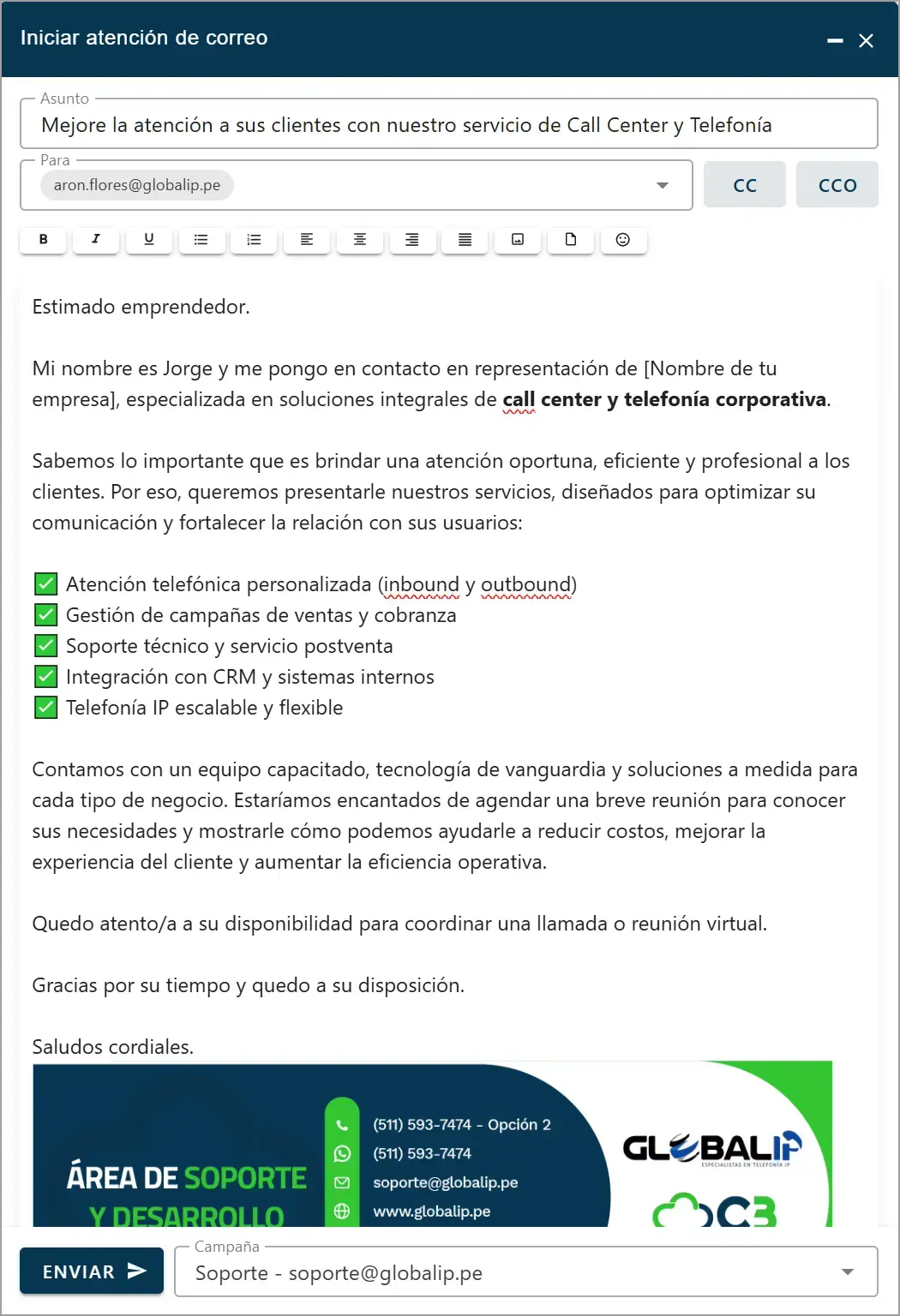 formulario del correo