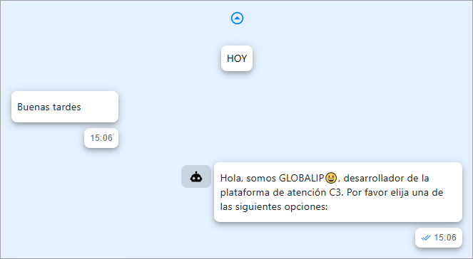 Botón de Ver Mensajes Anteriores Messenger, representado por una flecha hacia arriba, en la parte superior del chat para cargar el historial.