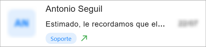 Información de la atención de Messenger como: nombre, icono de visto, vista previa del mensaje y etiqueta de la campaña