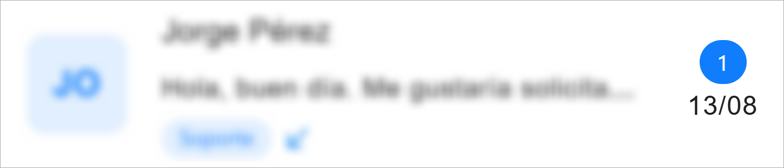 Información de la atención de Messenger como: hora, fecha y notificación de nuevo mensaje
