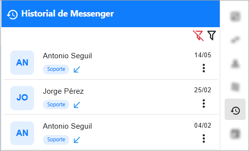 atenciones filtradas de Messenger