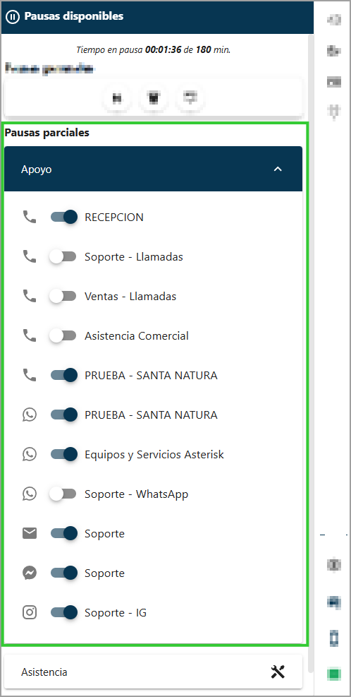 Activar pausas parciales