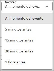 Notificar menú desplegable ahora