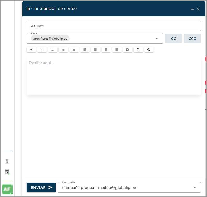 Iniciar atención Correo