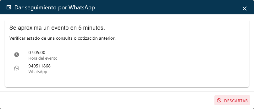 Notificación 5 min antes