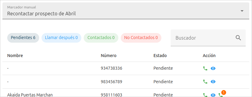 Vista marcadores marcador manual