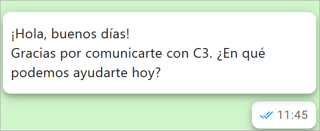 Estructura de un mensaje enviado por un agente, sin ningún ícono especial.