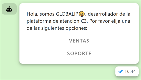 Mensajes con el ícono de robot, indicando que fueron enviados por un bot.