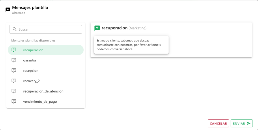 Vista previa del mensaje seleccionado.