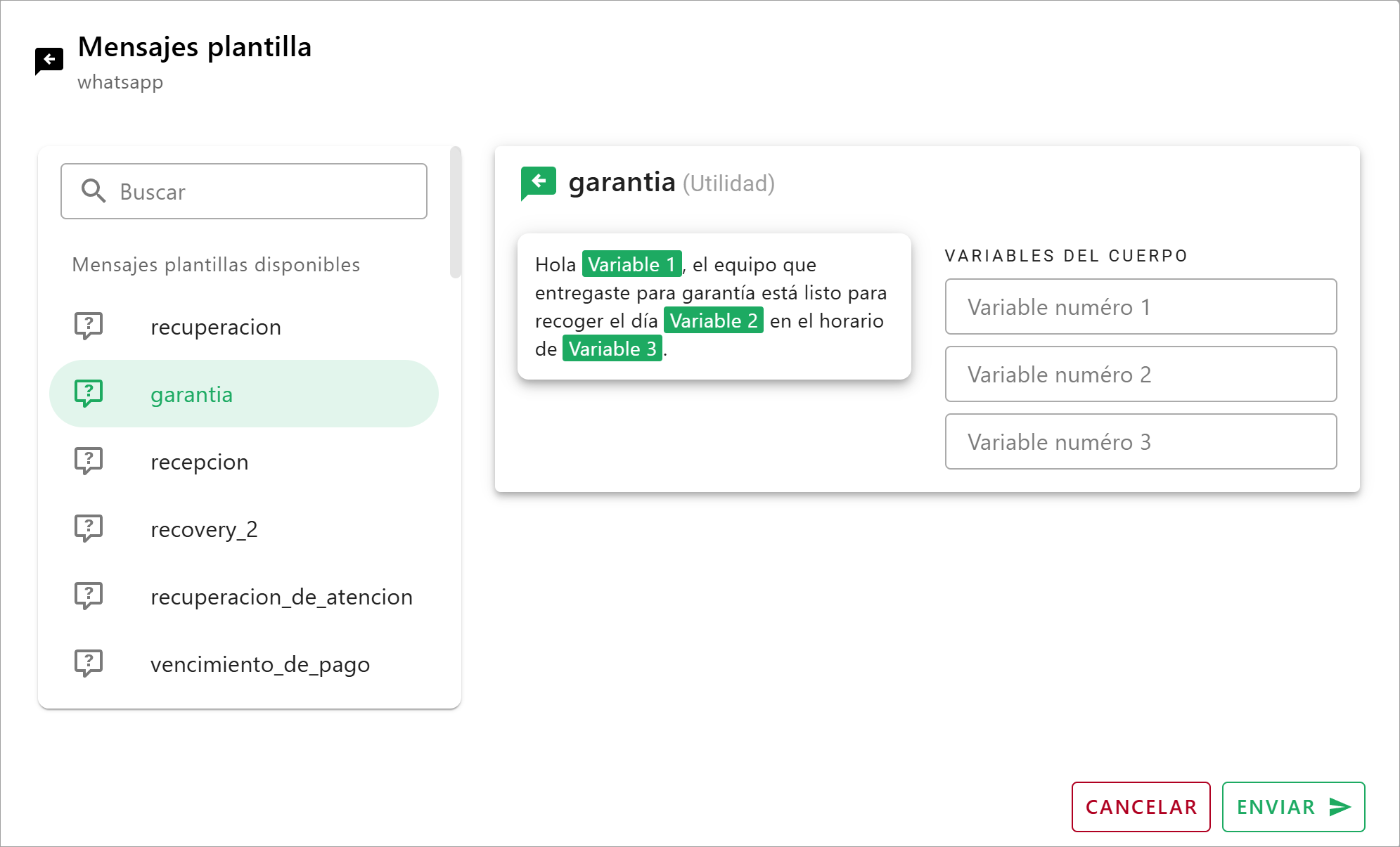 Rellenar campos de la plantilla.