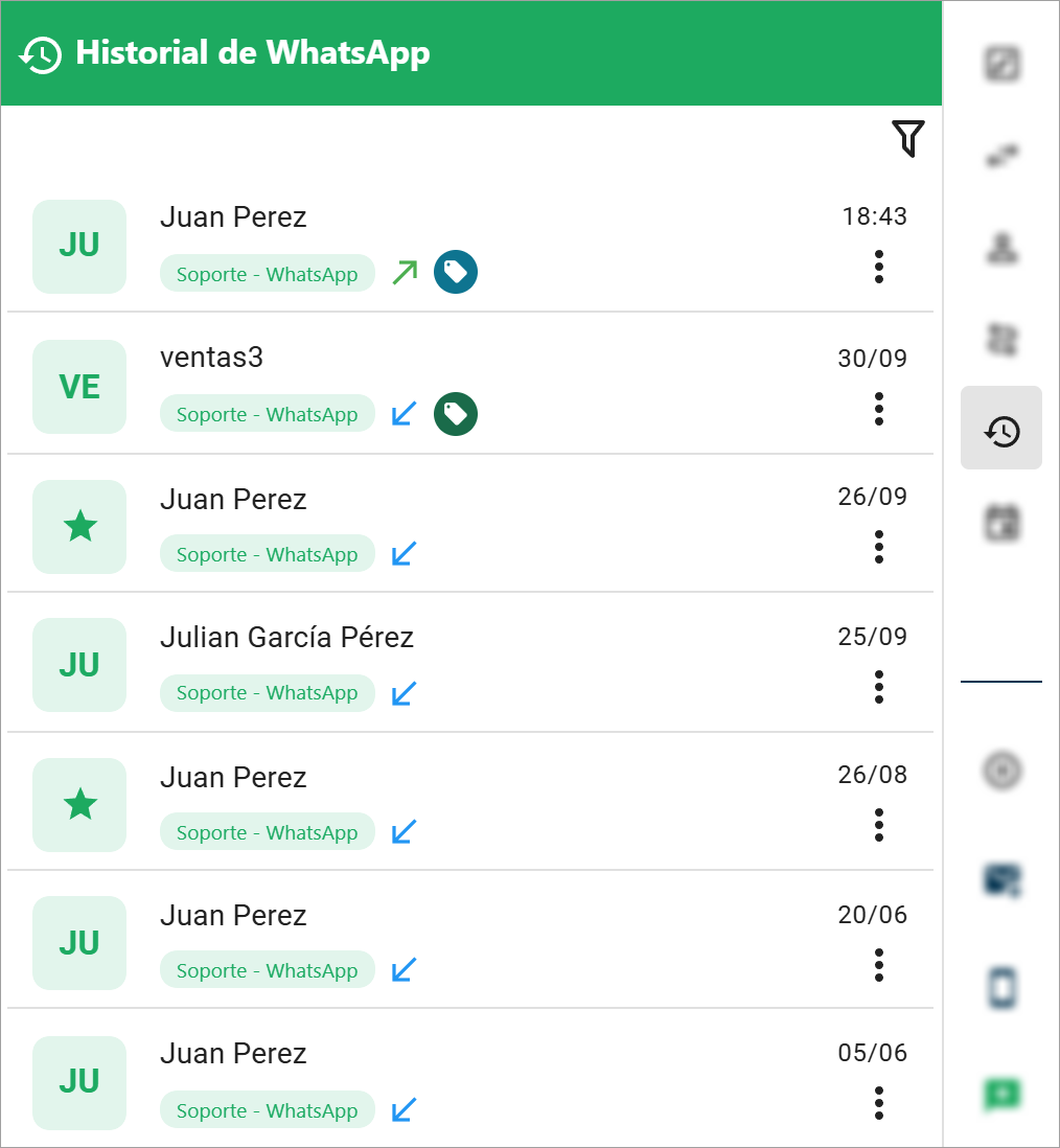 Historial de WhatsApp
